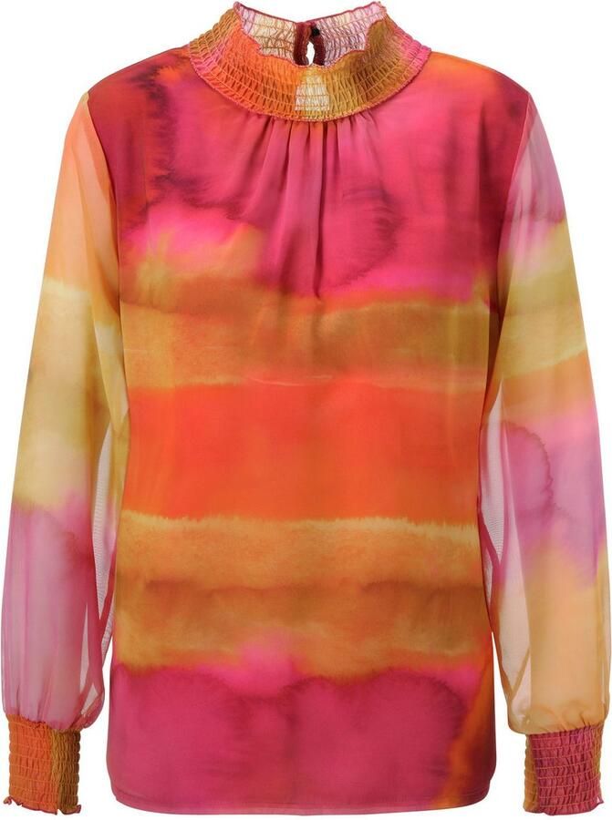 Aniston CASUAL Chiffon blouse in kleurrijk batik-dessin elk deel een unicum nieuwe collectie - Foto 2