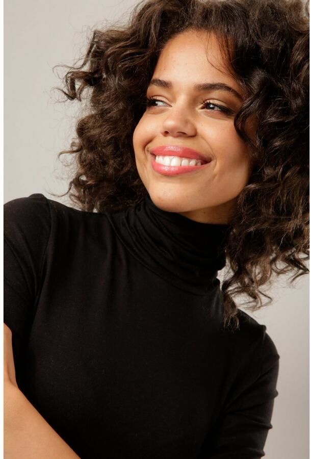 Aniston CASUAL Colshirt in zwart met bonte print of 4 trendy effen kleuren - Foto 2