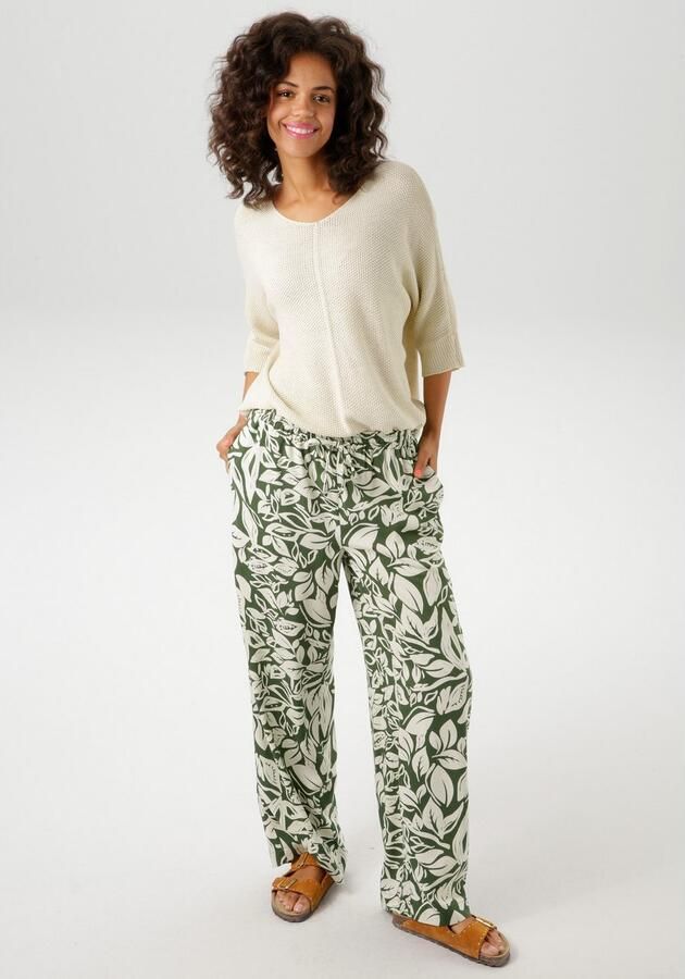 Aniston CASUAL Comfortbroek met fantasierijke bladeren bedrukt - Foto 5