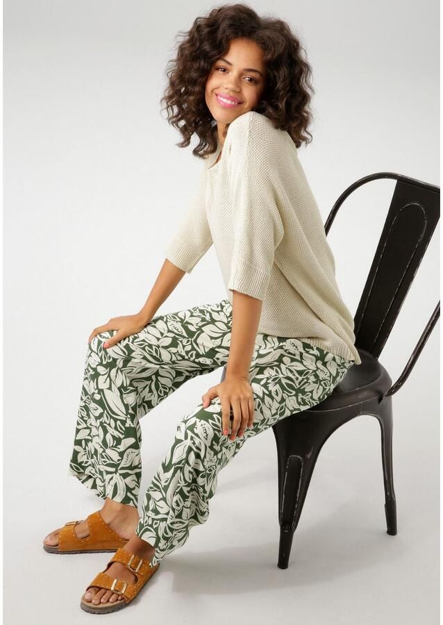 Aniston CASUAL Comfortbroek met fantasierijke bladeren bedrukt - Foto 3
