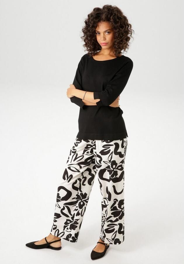 Aniston CASUAL Comfortbroek met royale bladeren gedessineerd - Foto 4