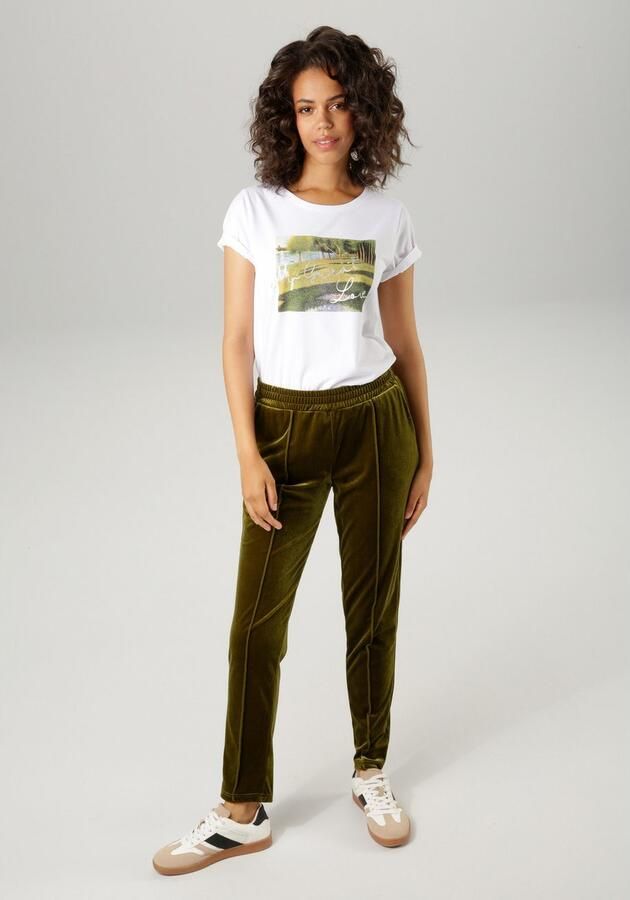 Aniston CASUAL Comfortbroek van edele glanzende fluweel - Foto 4