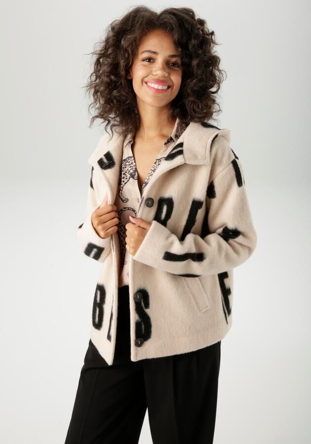 Aniston CASUAL Fleecejack met grootvlak opschrift "good vibes" nieuwe collectie - Foto 9