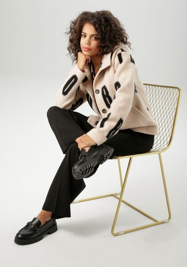 Aniston CASUAL Fleecejack met grootvlak opschrift "good vibes" nieuwe collectie - Foto 6