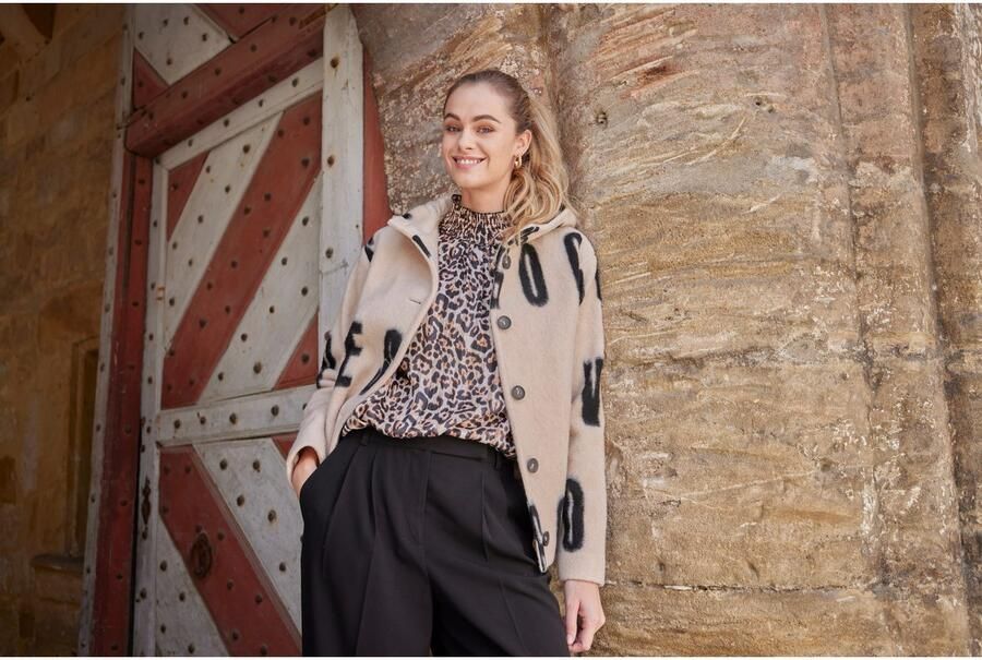 Aniston CASUAL Fleecejack met grootvlak opschrift "good vibes" nieuwe collectie - Foto 7