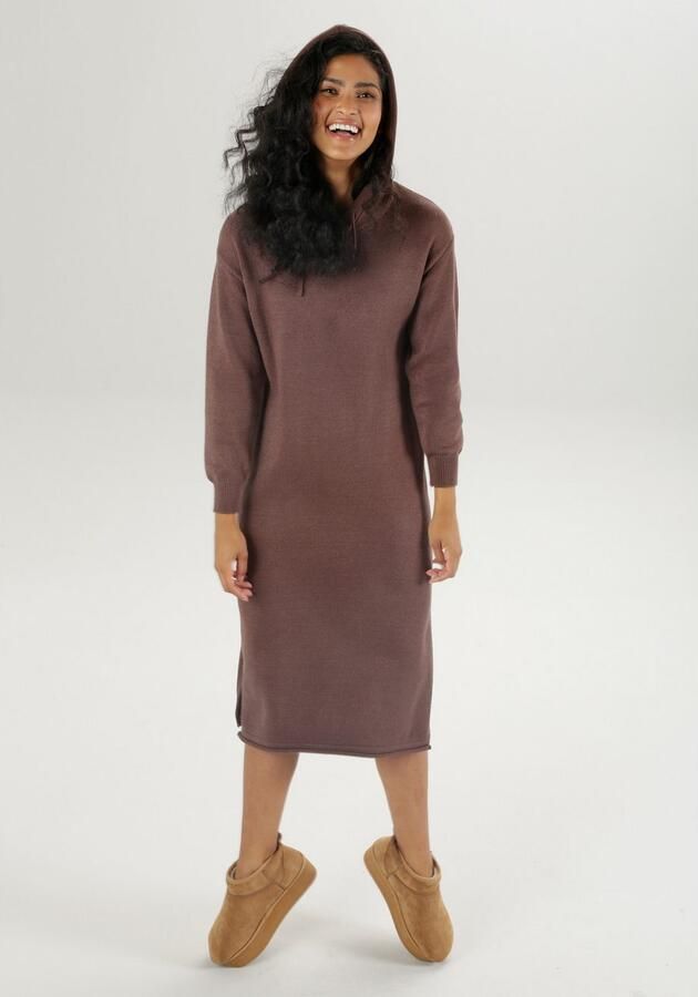 Aniston CASUAL Gebreide jurk capuchon met een bindstrik aan te passen - Foto 3