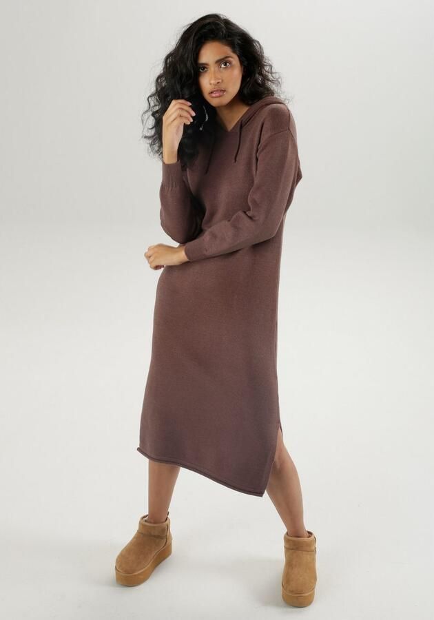 Aniston CASUAL Gebreide jurk capuchon met een bindstrik aan te passen - Foto 5