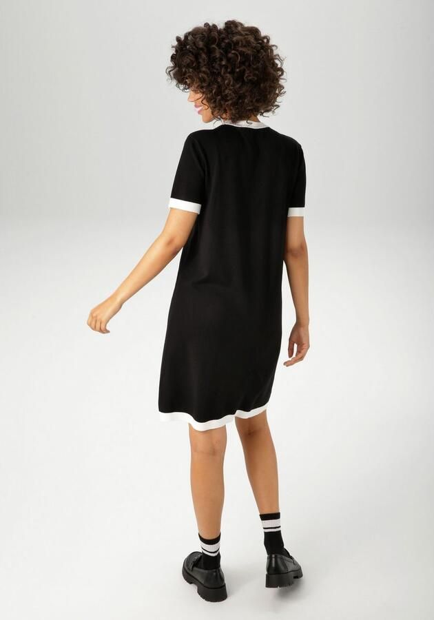 Aniston CASUAL Gebreide jurk met contrasterende ribboorden nieuwe collectie - Foto 4