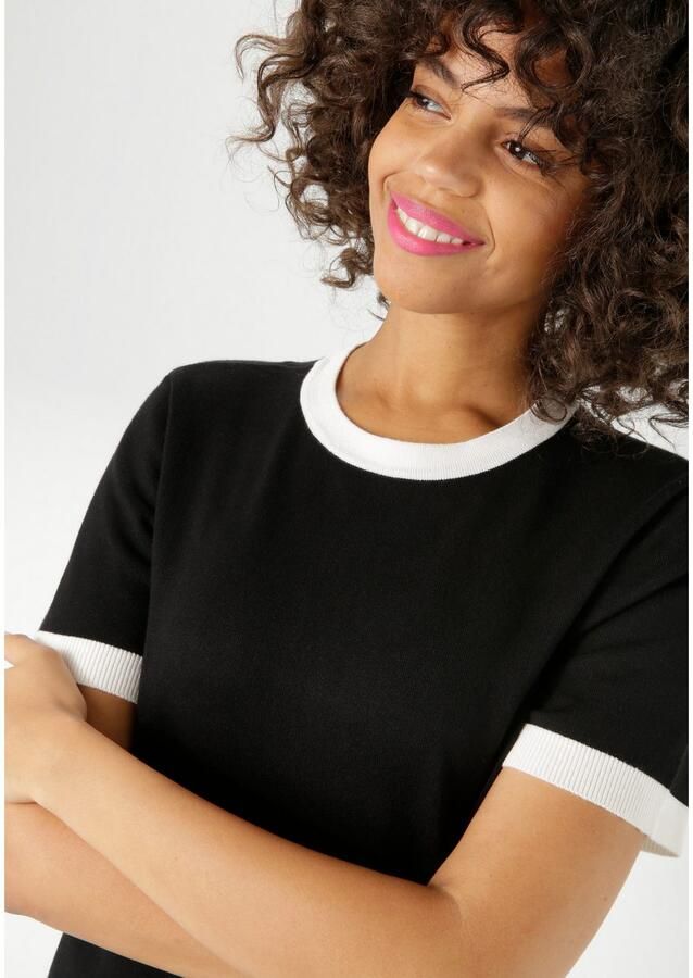 Aniston CASUAL Gebreide jurk met contrasterende ribboorden nieuwe collectie - Foto 2