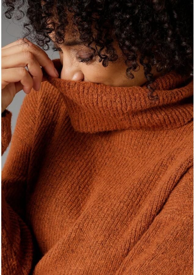 Aniston CASUAL Gebreide jurk met een coltrui vanaf de nek