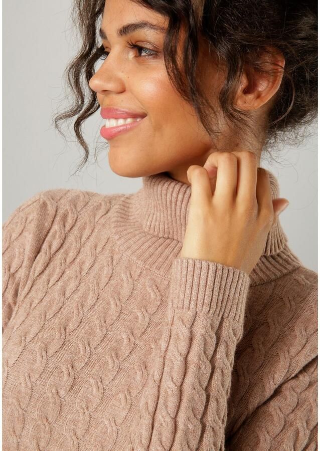 Aniston CASUAL Gebreide jurk met kabelpatroon in het bovenstuk en de lange mouwen - Foto 2