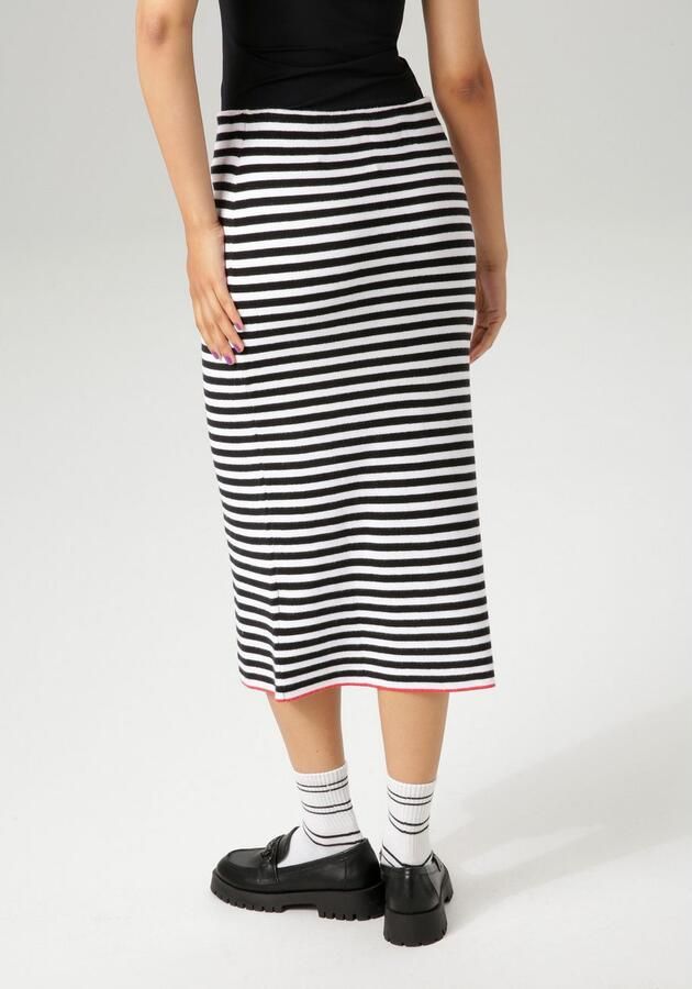 Aniston CASUAL Gebreide rok met rood kleuraccent op de zoom nieuwe collectie - Foto 2