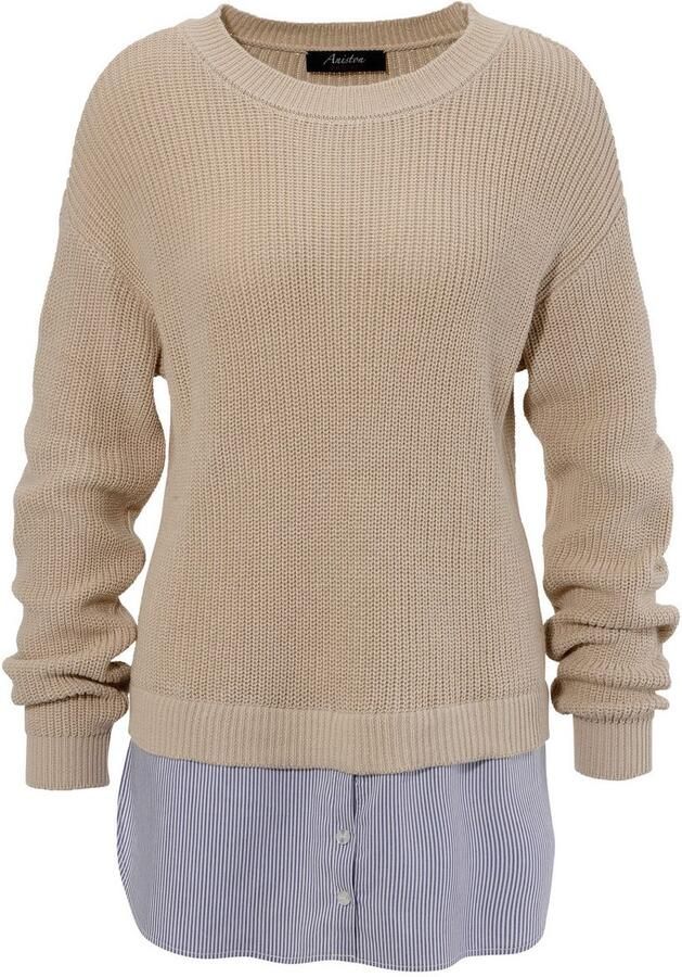 Aniston CASUAL Gebreide trui gestreepte blouse-inzet onderlangs - Foto 6
