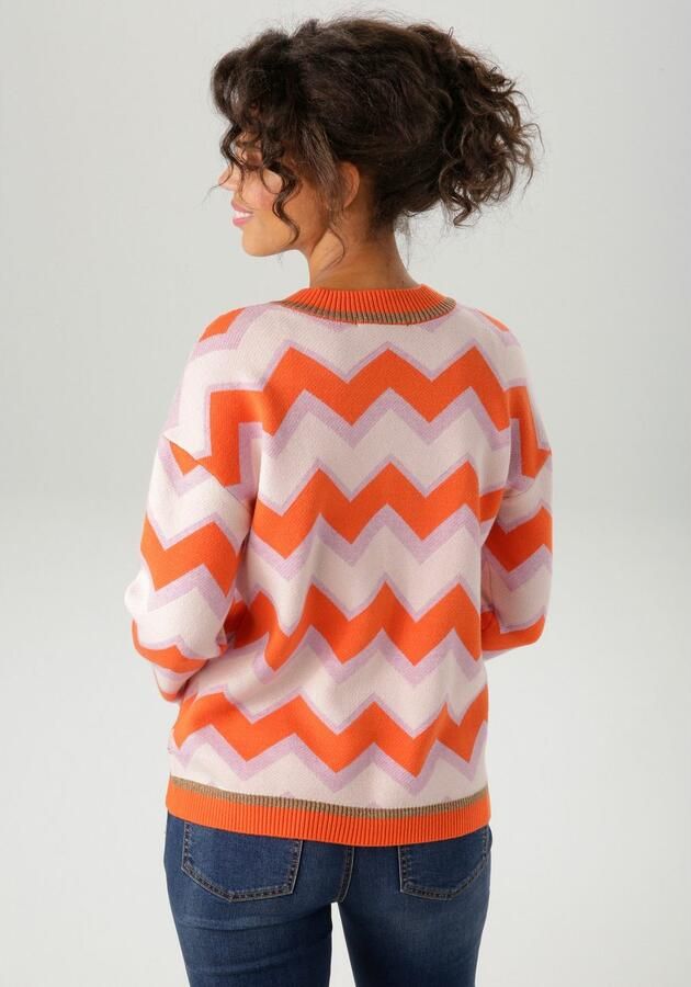 Aniston CASUAL Gebreide trui in interessant zigzag-patroon nieuwe collectie - Foto 4