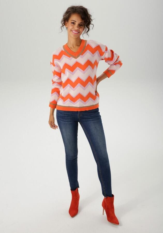 Aniston CASUAL Gebreide trui in interessant zigzag-patroon nieuwe collectie - Foto 6