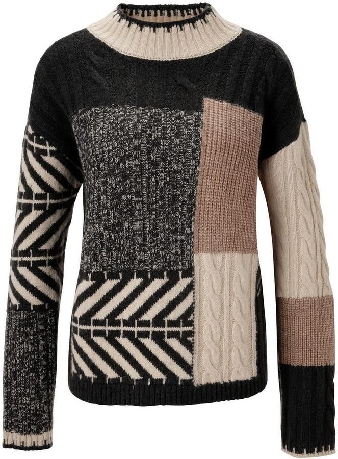 Aniston CASUAL Gebreide trui in kleurharmonisch patchpatroon nieuwe collectie - Foto 2