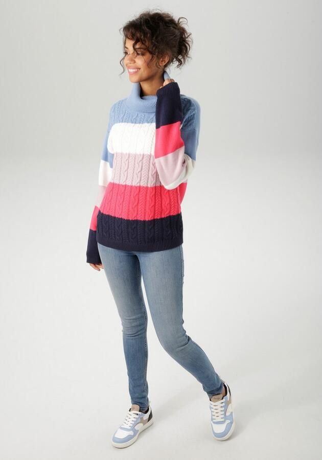 Aniston CASUAL Gebreide trui in kleurrijke of gedekte kleurencombinatie nieuwe collectie - Foto 5
