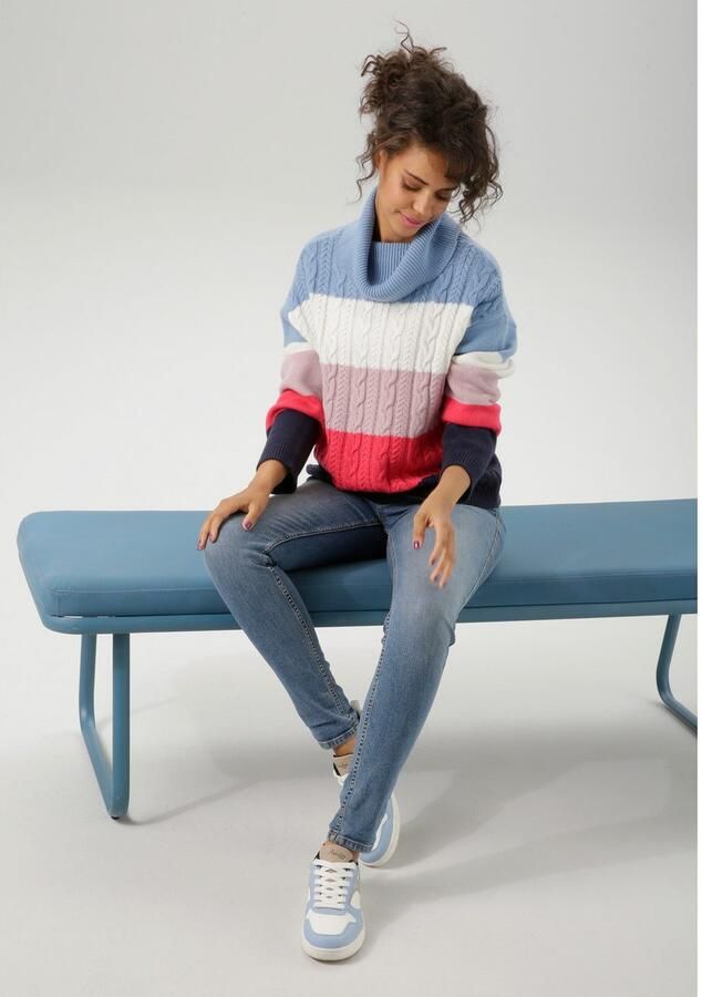 Aniston CASUAL Gebreide trui in kleurrijke of gedekte kleurencombinatie nieuwe collectie - Foto 3