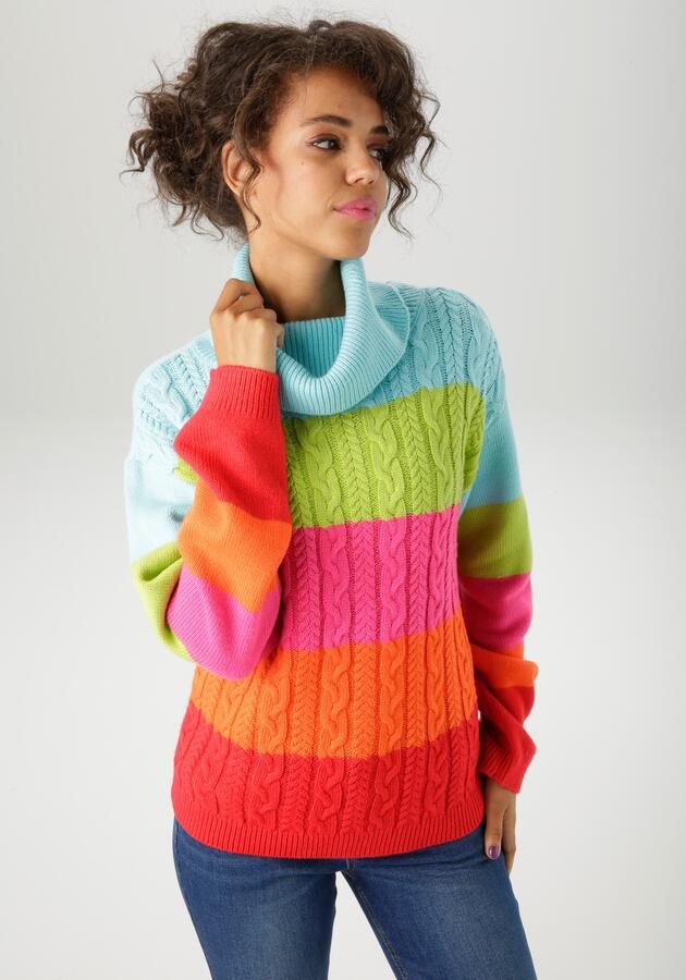 Aniston CASUAL Gebreide trui in kleurrijke of gedekte kleurencombinatie nieuwe collectie - Foto 7
