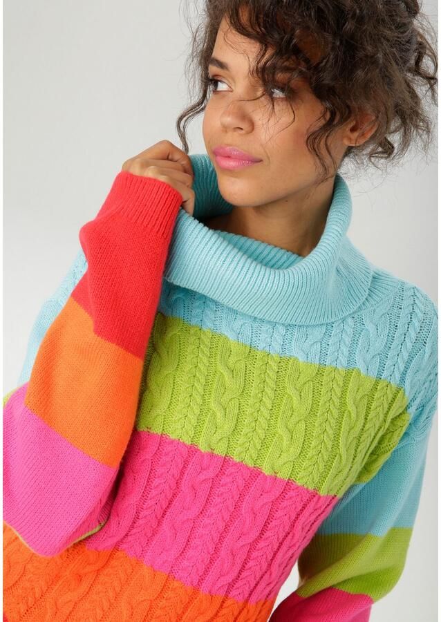 Aniston CASUAL Gebreide trui in kleurrijke of gedekte kleurencombinatie nieuwe collectie - Foto 3