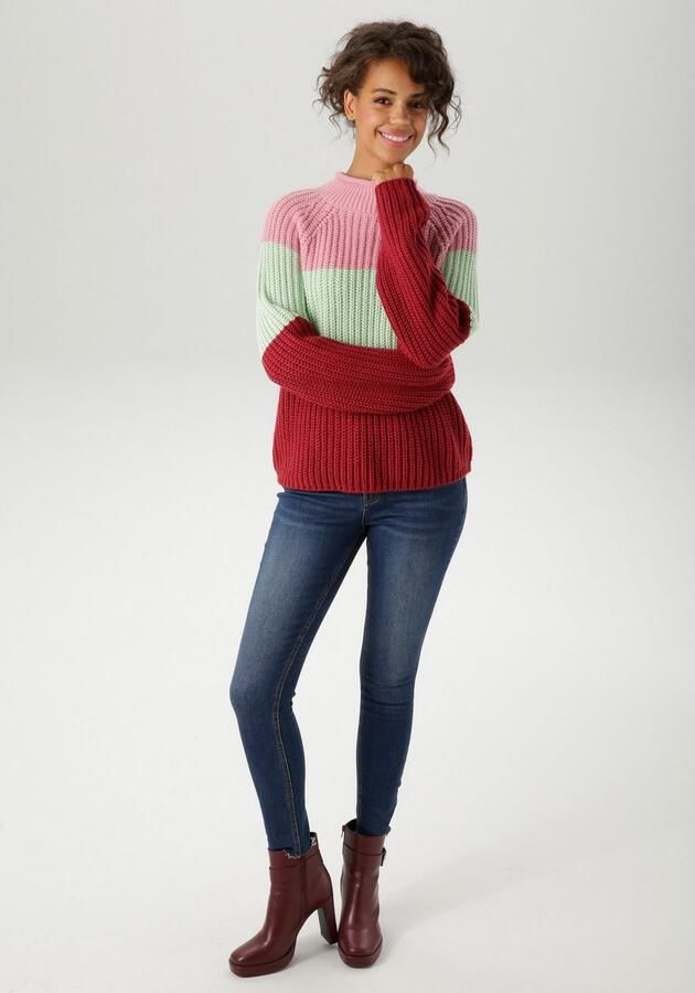 Aniston CASUAL Gebreide trui in trendy color-blocking nieuwe collectie - Foto 6
