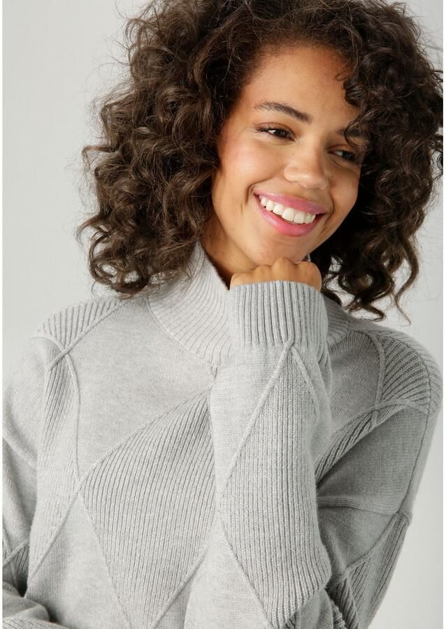 Aniston CASUAL Gebreide trui in trendy ruitpatroon nieuwe collectie - Foto 2