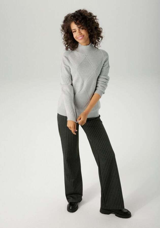 Aniston CASUAL Gebreide trui in trendy ruitpatroon nieuwe collectie - Foto 5