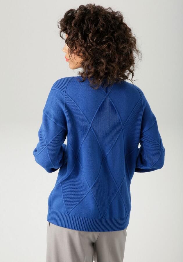 Aniston CASUAL Gebreide trui in trendy ruitpatroon nieuwe collectie - Foto 3