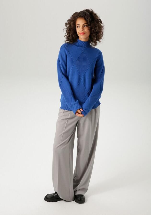 Aniston CASUAL Gebreide trui in trendy ruitpatroon nieuwe collectie - Foto 4