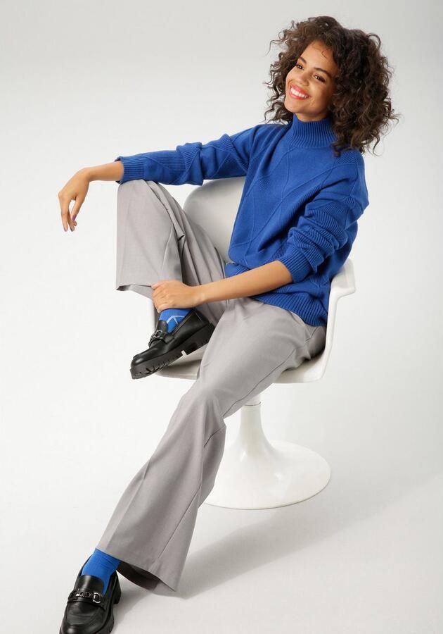 Aniston CASUAL Gebreide trui in trendy ruitpatroon nieuwe collectie - Foto 5