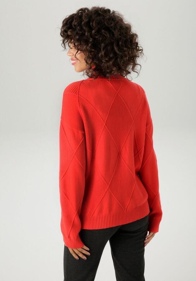 Aniston CASUAL Gebreide trui in trendy ruitpatroon nieuwe collectie - Foto 3