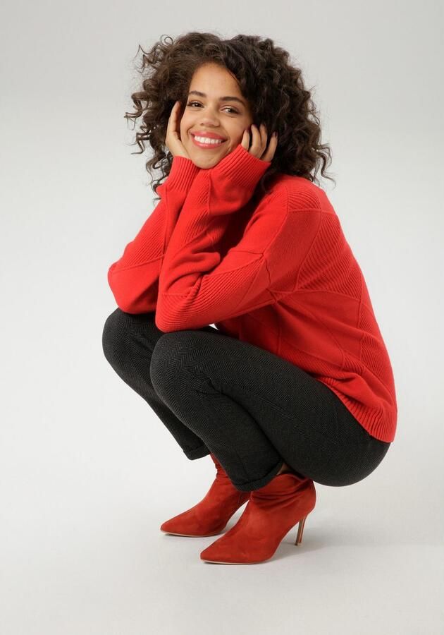 Aniston CASUAL Gebreide trui in trendy ruitpatroon nieuwe collectie - Foto 4