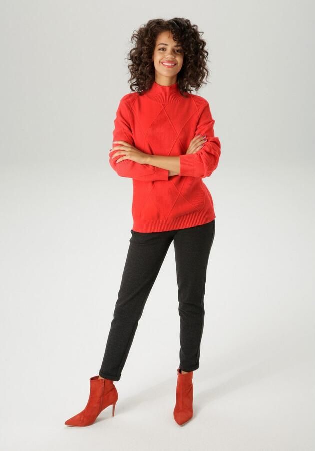 Aniston CASUAL Gebreide trui in trendy ruitpatroon nieuwe collectie - Foto 5