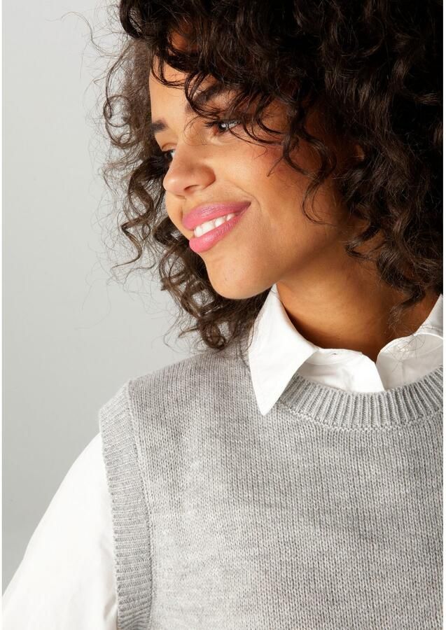 Aniston CASUAL Gebreide trui met blouse-inzet nieuwe collectie - Foto 2