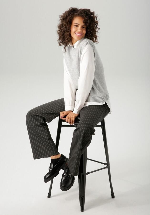 Aniston CASUAL Gebreide trui met blouse-inzet nieuwe collectie - Foto 4