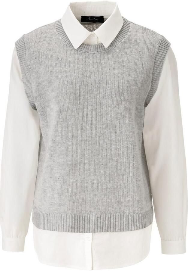 Aniston CASUAL Gebreide trui met blouse-inzet nieuwe collectie - Foto 6