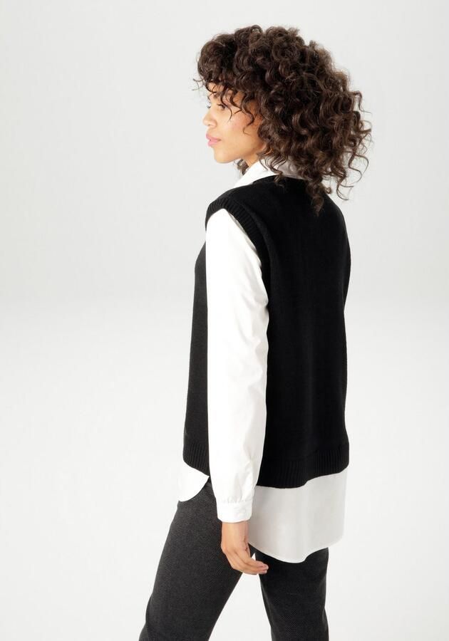 Aniston CASUAL Gebreide trui met blouse-inzet nieuwe collectie - Foto 3