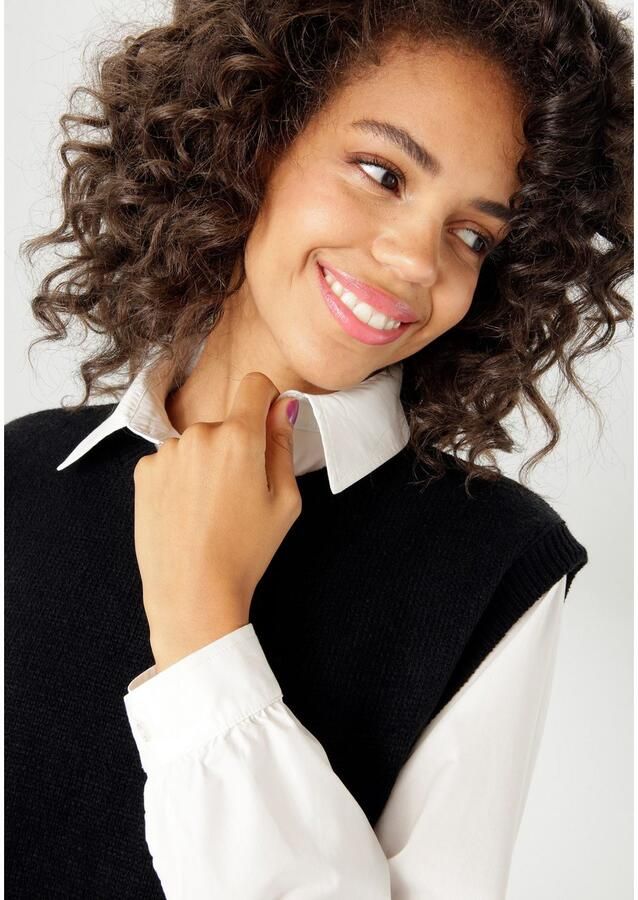 Aniston CASUAL Gebreide trui met blouse-inzet nieuwe collectie - Foto 2