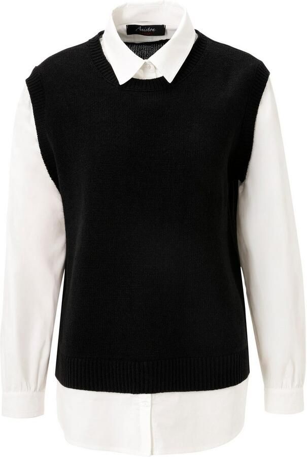 Aniston CASUAL Gebreide trui met blouse-inzet nieuwe collectie - Foto 6