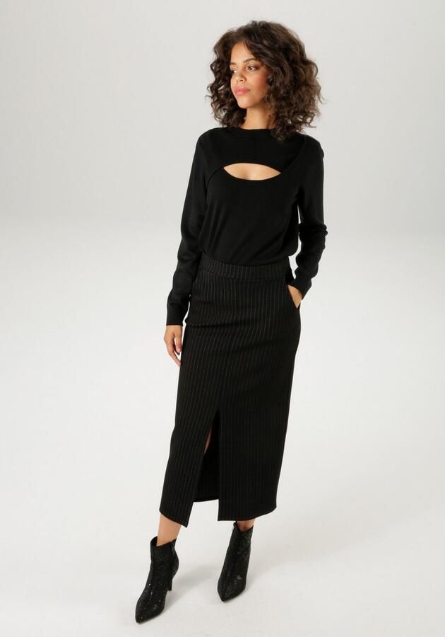 Aniston CASUAL Gebreide trui met cut-out bij het decolleté - Foto 6