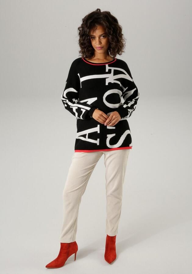 Aniston CASUAL Gebreide trui met gebreide aniston-teksten - Foto 5