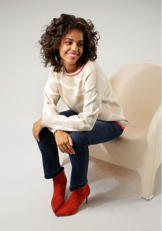 Aniston CASUAL Gebreide trui met gebreide aniston-teksten - Foto 4