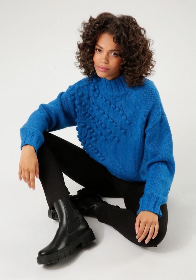 Aniston CASUAL Gebreide trui met gebreide kleine pompons - Foto 5