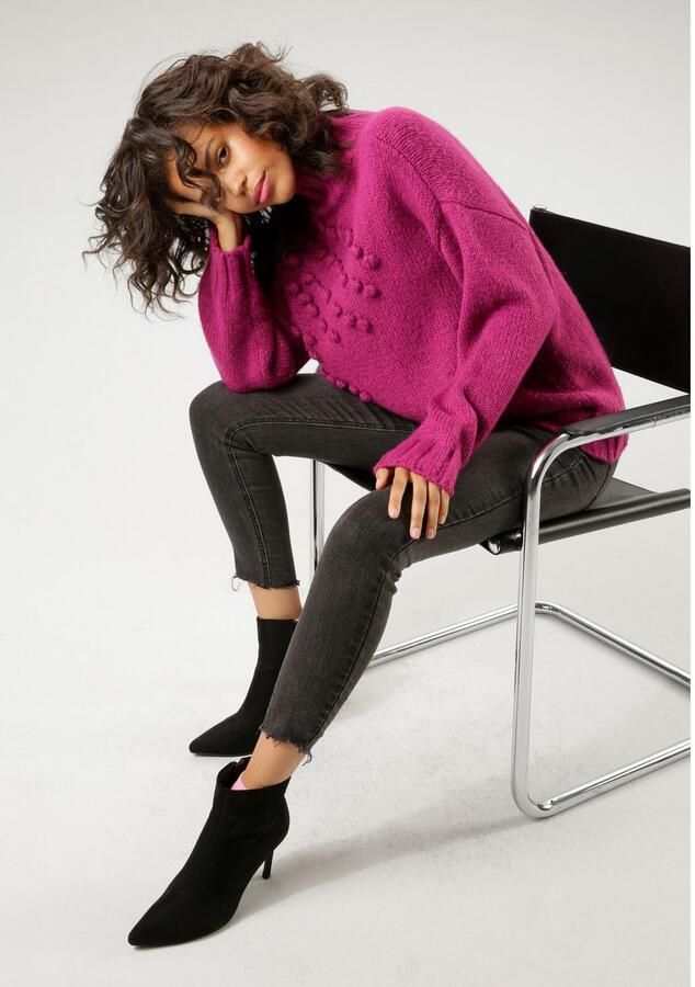 Aniston CASUAL Gebreide trui met gebreide kleine pompons - Foto 5