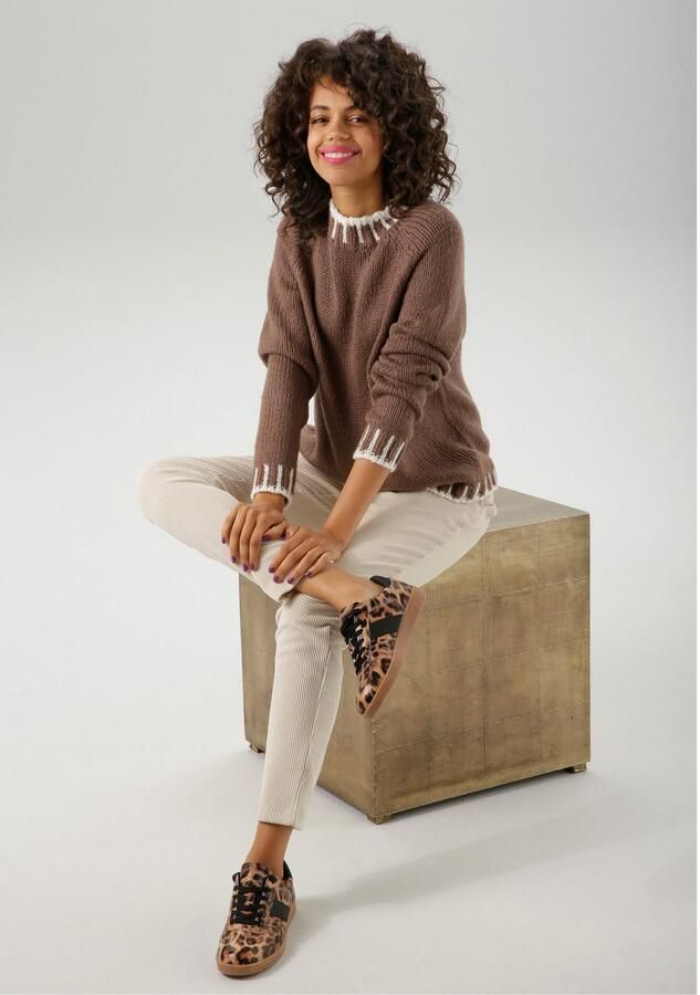 Aniston CASUAL Gebreide trui met gedessineerde boorden nieuwe collectie - Foto 4