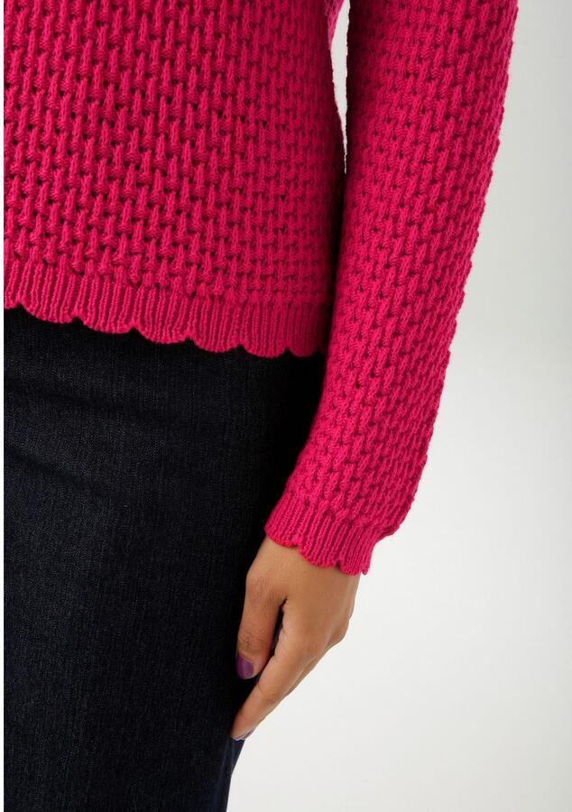 Aniston CASUAL Gebreide trui met golvende chetten aan de zoom en de lange mouwen nieuwe collectie - Foto 2