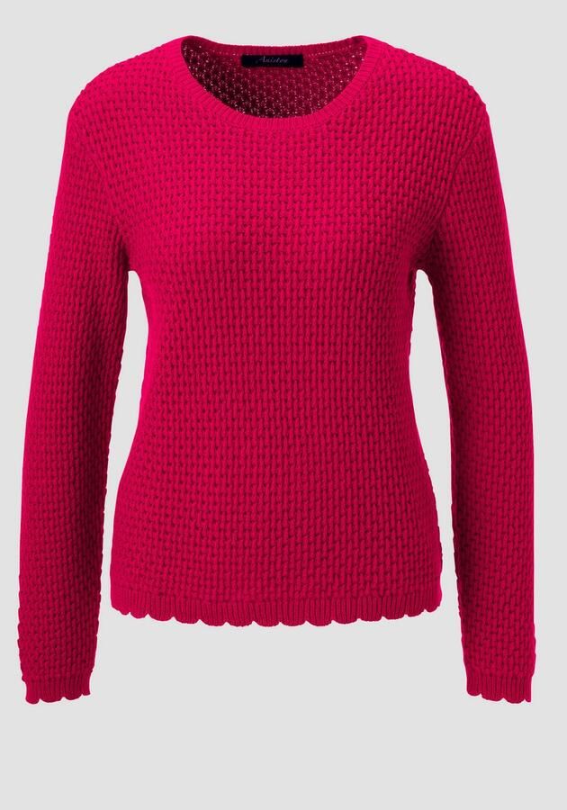 Aniston CASUAL Gebreide trui met golvende chetten aan de zoom en de lange mouwen nieuwe collectie - Foto 5