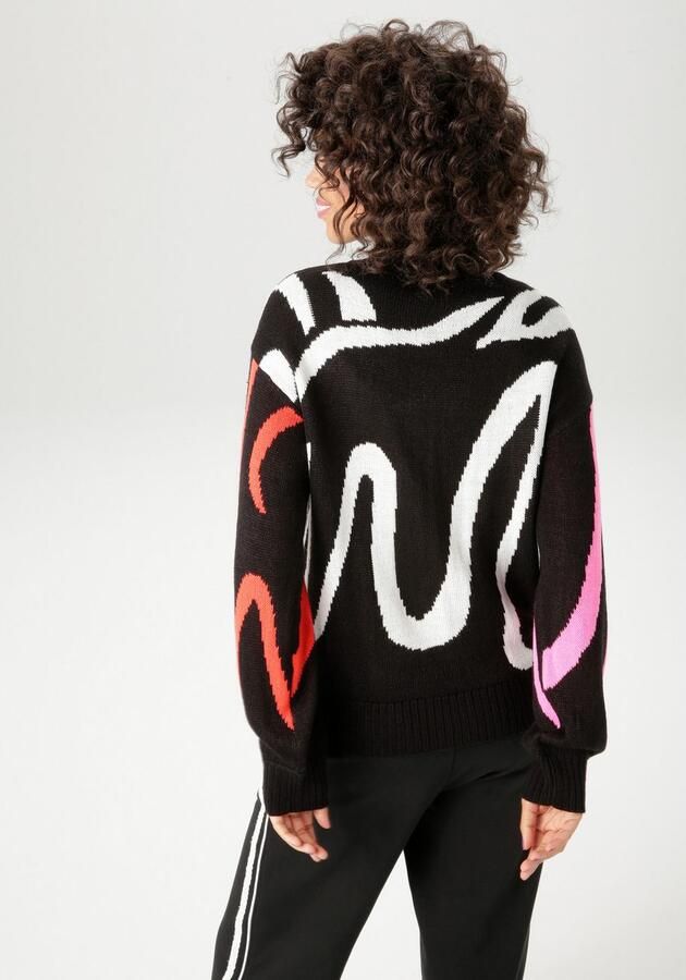 Aniston CASUAL Gebreide trui met grafisch patroon in color-blocking nieuwe collectie - Foto 4