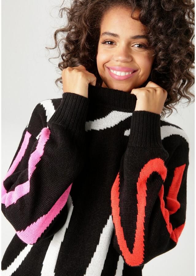 Aniston CASUAL Gebreide trui met grafisch patroon in color-blocking nieuwe collectie - Foto 3