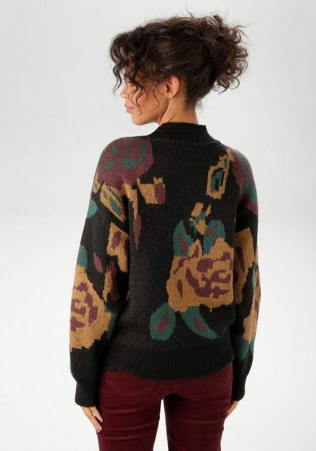 Aniston CASUAL Gebreide trui met grote ingebreide bloe nieuwe collectie - Foto 4
